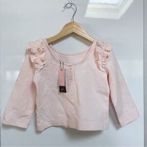NWT Janie & Jack x HFR Girls Ruffle Top Size 5 Pink Long Sleeve Tee NWT